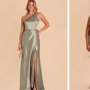 Birdy Grey Kira Moss Green Satin Elegant One-Shoulder